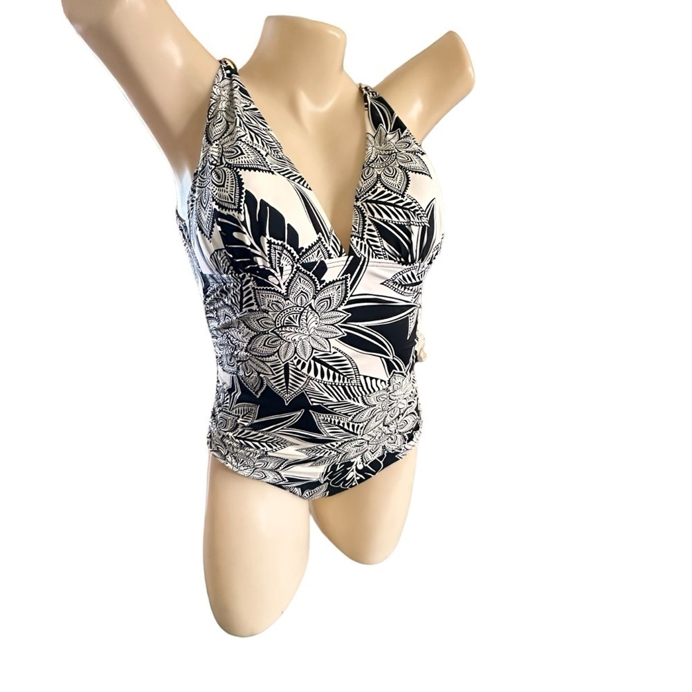 Lauren Ralph Lauren One Piece Swimsuit Black White Paisley 8